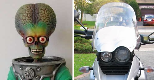 the BMW R1150GS and the Mars Attacks Alien